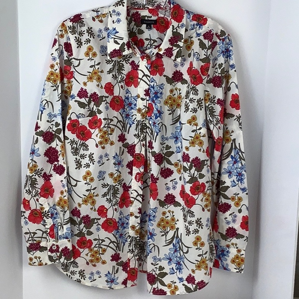 Talbots floral cotton blouse size medium